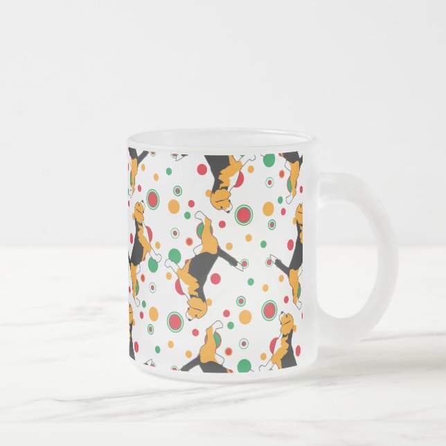 Taza De Cristal Esmerilado Patrón de Beagle (Derecha)