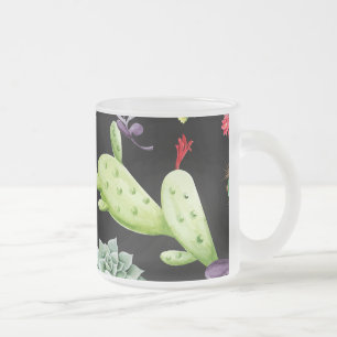 Taza De Cristal Esmerilado Patrón de cactus 2