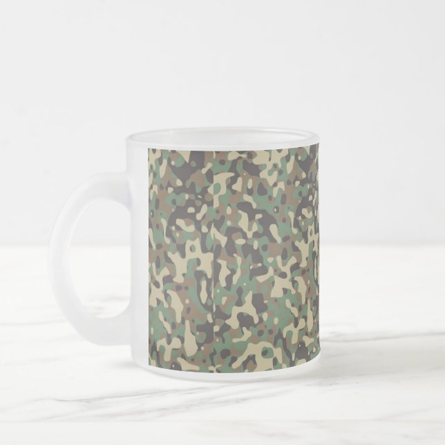 Taza De Cristal Esmerilado Patrón de camuflaje verde, negro y marrón (Izquierda)