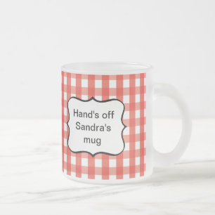 Taza De Cristal Esmerilado Patrón de comprobación de Gingham rojo