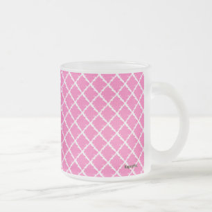 Taza De Cristal Esmerilado Patrón de comprobación rosa