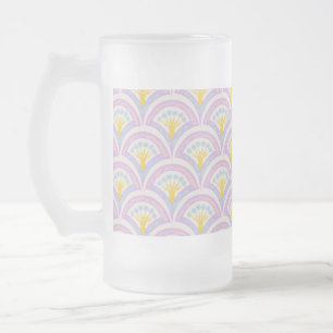 Taza De Cristal Esmerilado patrón de concha de colores pastel
