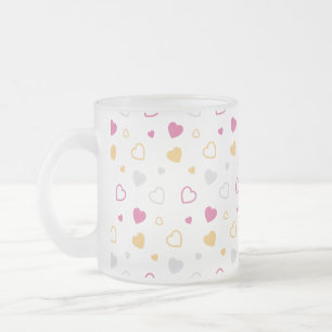 Taza De Cristal Esmerilado Patrón de corazones estilizados