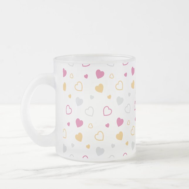 Taza De Cristal Esmerilado Patrón de corazones estilizados (Izquierda)