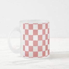 Taza De Cristal Esmerilado Patrón de cuadros rojos y blancos