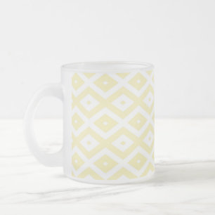 Taza De Cristal Esmerilado Patrón de diamante amarillo y blanco pálido
