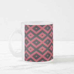 Taza De Cristal Esmerilado Patrón de diamante rojo y negro