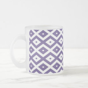 Taza De Cristal Esmerilado Patrón de diamante ultravioleta y blanco