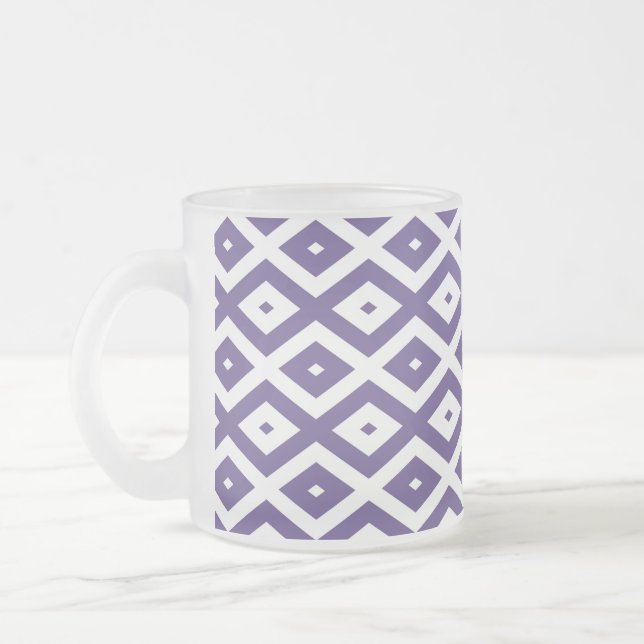 Taza De Cristal Esmerilado Patrón de diamante ultravioleta y blanco (Izquierda)