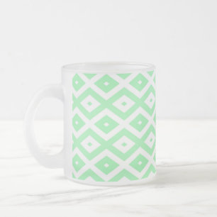 Taza De Cristal Esmerilado Patrón de diamante verde y blanco