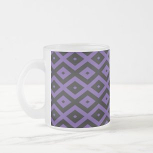 Taza De Cristal Esmerilado Patrón de diamante violento y negro