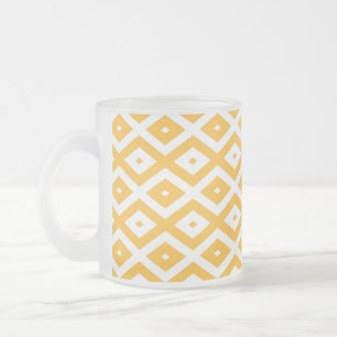 Taza De Cristal Esmerilado Patrón de diamantes amarillo y blanco soleado