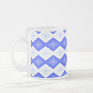 Taza De Cristal Esmerilado Patrón de diamantes azul real