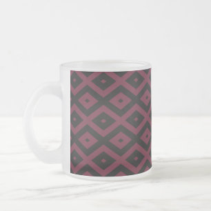 Taza De Cristal Esmerilado Patrón de diamantes de Borgoña y negro