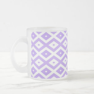 Taza De Cristal Esmerilado Patrón de diamantes morado y blanco