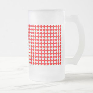 Taza De Cristal Esmerilado Patrón de diamantes rojo y blanco de Shirley Taylo