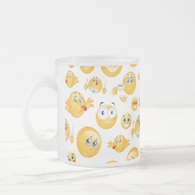Taza De Cristal Esmerilado Patrón de emoji (Izquierda)