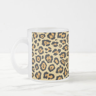 Taza De Cristal Esmerilado Patrón de estampado de animal de leopardo