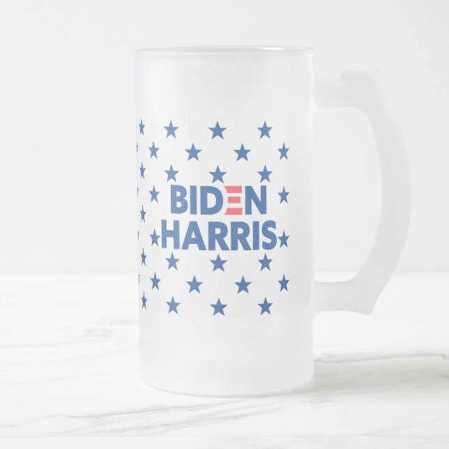 Taza De Cristal Esmerilado Patrón de estrellas azules Biden/Harris (Derecha)