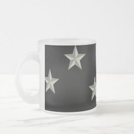 Taza De Cristal Esmerilado Patrón de estrellas grises en negro