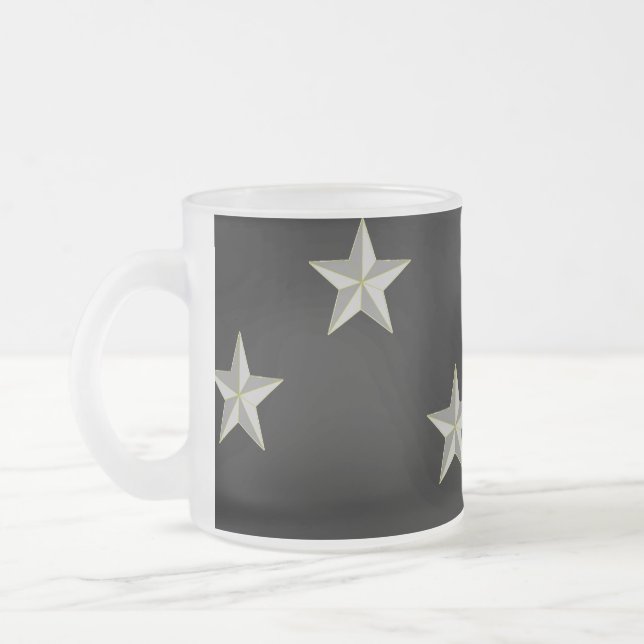 Taza De Cristal Esmerilado Patrón de estrellas grises en negro (Izquierda)