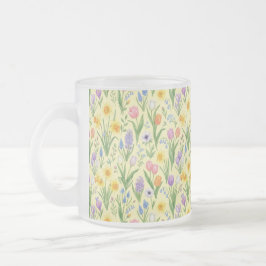 Taza De Cristal Esmerilado Patrón de explosión de floración primaveral