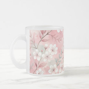 Taza De Cristal Esmerilado Patrón de flor sakura rosado