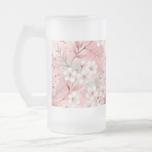 Taza De Cristal Esmerilado Patrón de flor sakura rosado