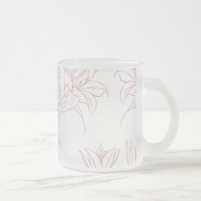 Taza De Cristal Esmerilado Patrón de flores 10 (Derecha)