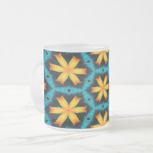 Taza De Cristal Esmerilado Patrón de flores abstractas