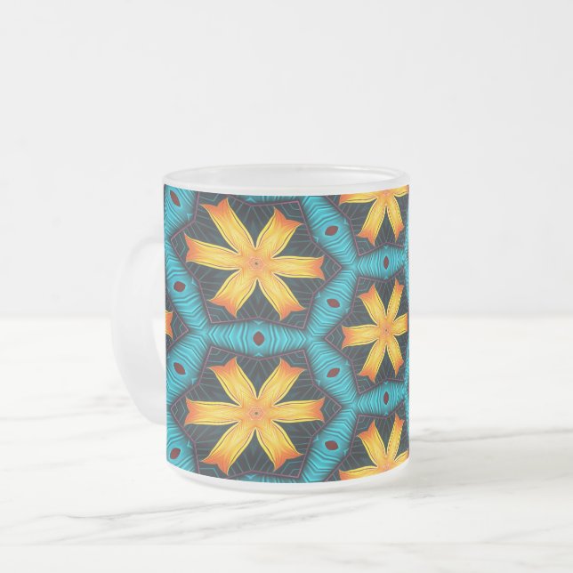 Taza De Cristal Esmerilado Patrón de flores abstractas (Anverso izquierdo)