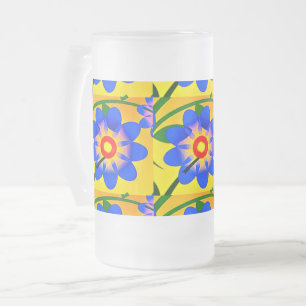 Taza De Cristal Esmerilado Patrón de flores abstractas
