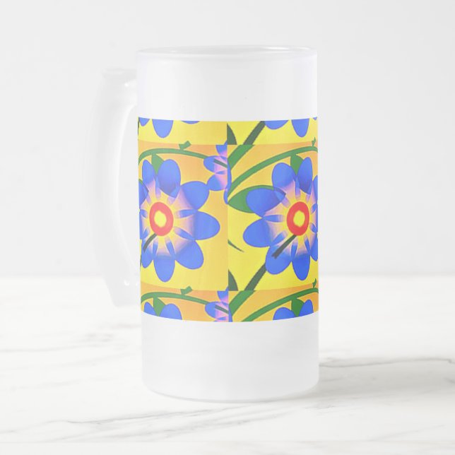 Taza De Cristal Esmerilado Patrón de flores abstractas (Anverso izquierdo)