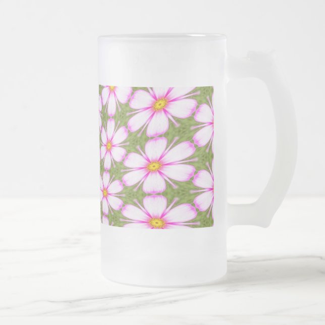 Taza De Cristal Esmerilado Patrón de flores de cosmos (Derecha)