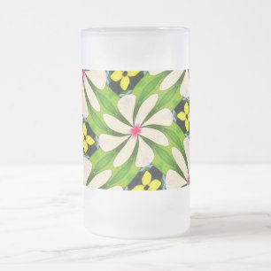 Taza De Cristal Esmerilado Patrón de flores estéticas