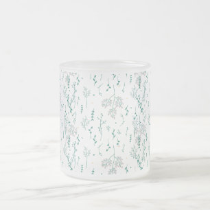 Taza De Cristal Esmerilado Patrón de flores silvestres