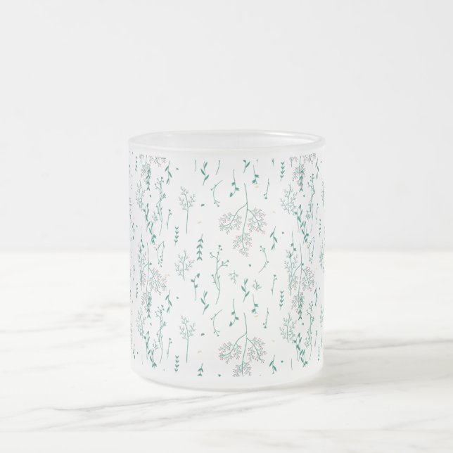 Taza De Cristal Esmerilado Patrón de flores silvestres (Centro)