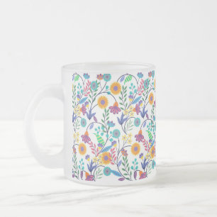 Taza De Cristal Esmerilado Patrón de fondo floral exótico colorido-23145