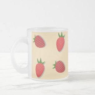 Taza De Cristal Esmerilado Patrón de fresa para buenas vibraciones en verano