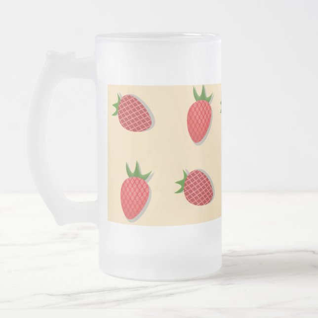 Taza De Cristal Esmerilado Patrón de fresa para buenas vibraciones en verano  (Izquierda)
