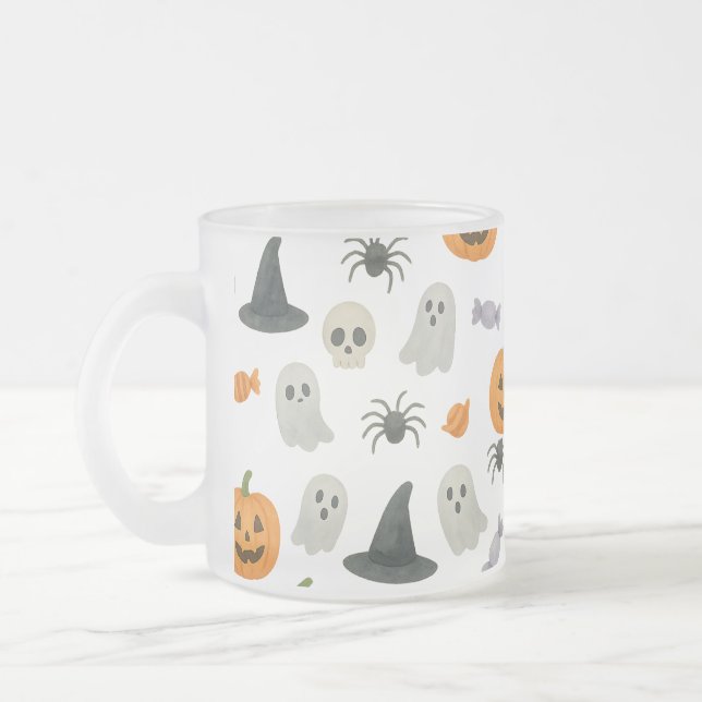 Taza De Cristal Esmerilado Patrón de Halloween (Izquierda)
