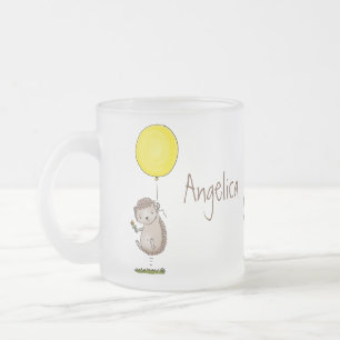 Taza De Cristal Esmerilado Patrón de hedgehog y personalizado de globos