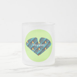 Taza De Cristal Esmerilado Patrón de hoja de palma verde