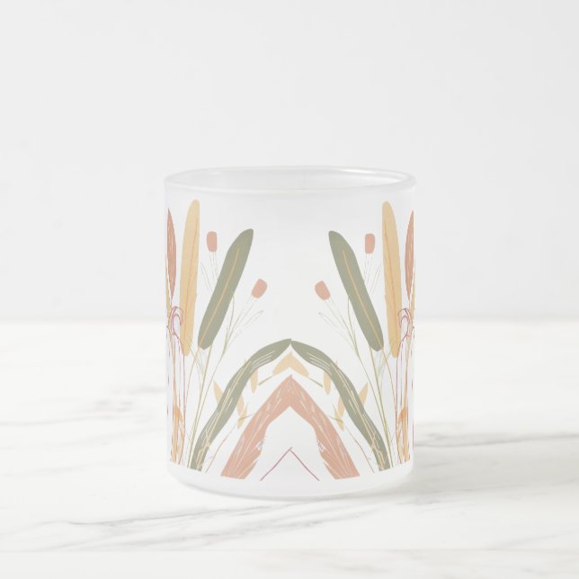 Taza De Cristal Esmerilado Patrón de hojas otoñales (Centro)