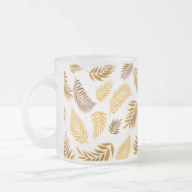 Taza De Cristal Esmerilado Patrón de hojas tropicales 22 (Izquierda)