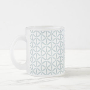 Taza De Cristal Esmerilado Patrón de la flor de la vida - azul hielo -
