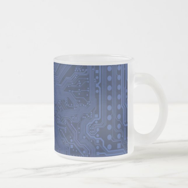 Taza De Cristal Esmerilado Patrón de la tarjeta madre azul geek (Derecha)