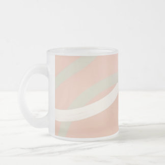 Taza De Cristal Esmerilado Patrón de líneas de terracota | Crema y oliva 
