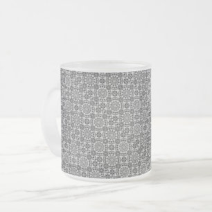 Taza De Cristal Esmerilado patrón de mandala floral BW