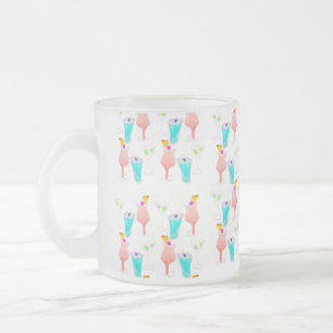 Taza De Cristal Esmerilado Patrón de Margarita de Cóctel de Acuarela